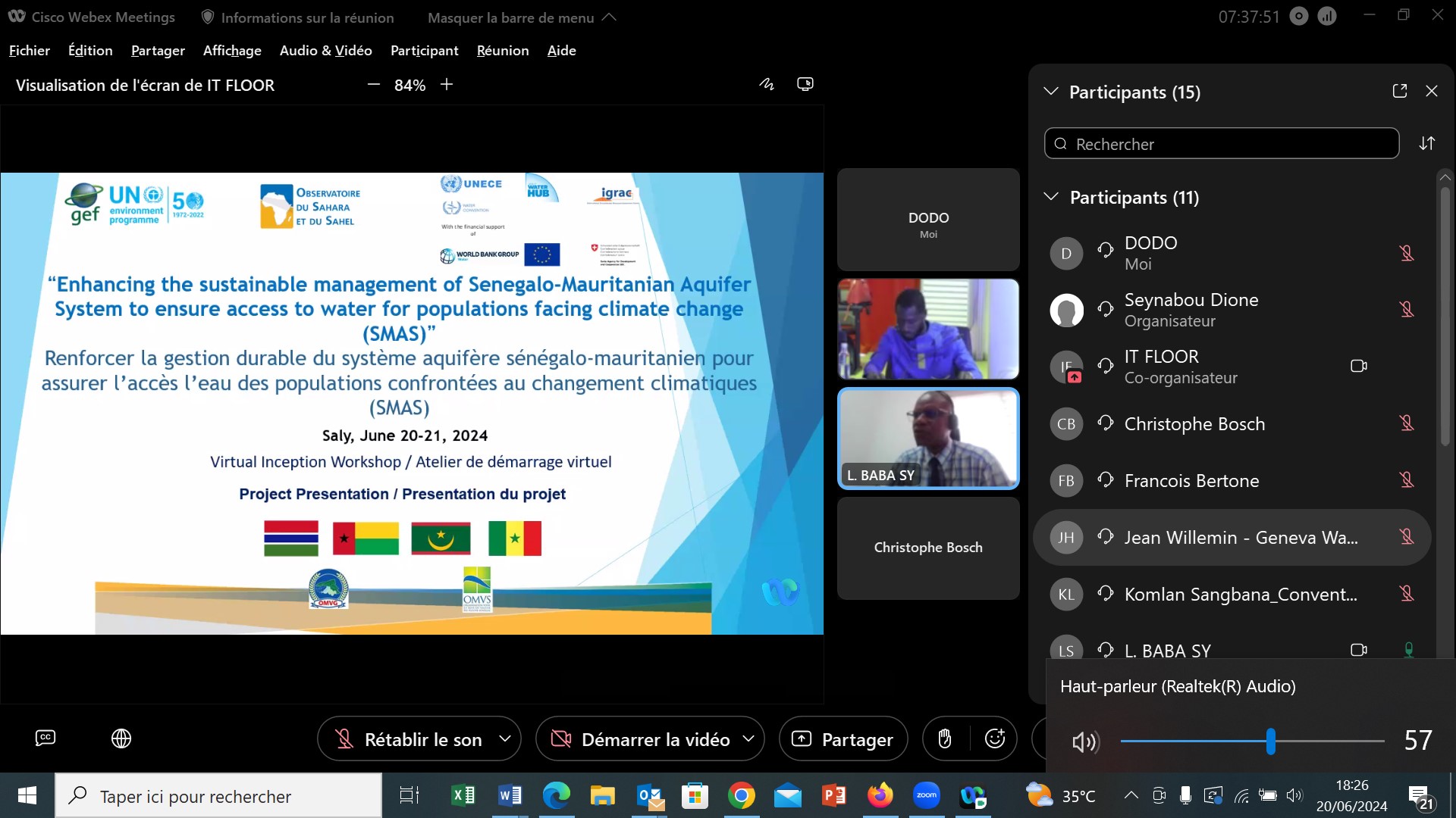  Gestion concertée du Bassin aquifère sénégalo-mauritanien : Bilan de la phase de démarrage du projet SMAS et réunion du Groupe de Travail Régional