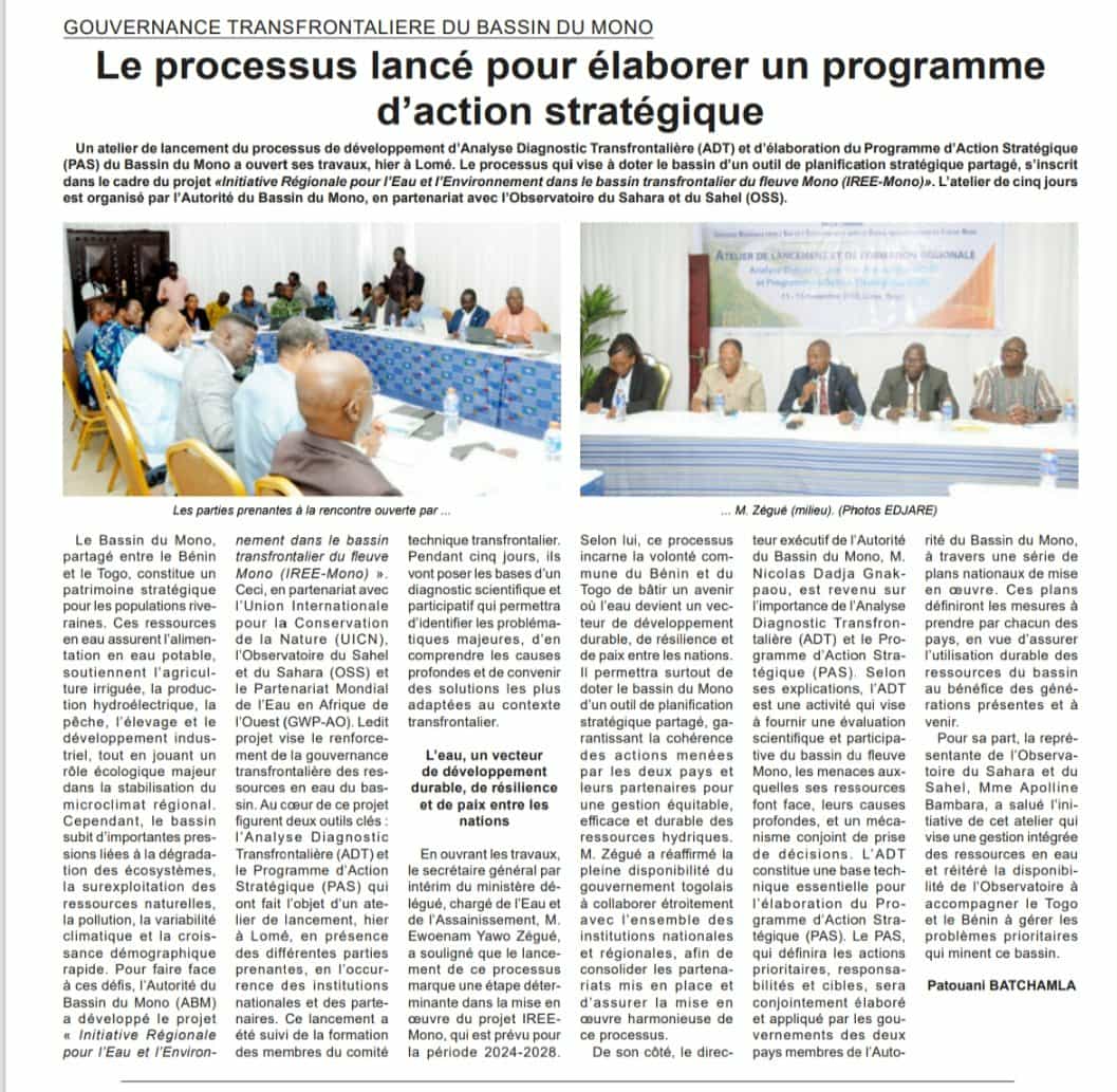  Le processus ADT/PAS du projet IREE-MONO trace la voie d’une coopération renforcée pour le fleuve Mono